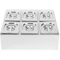 Commercial Condiment Holder including 6xGN1/6-100mm pans & lids - CECHD06B