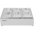 Commercial Condiment Holder including 3xGN1/4-150mm containers with lid Stainless steel - CECHE03AD