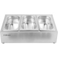 Commercial Condiment Holder including 3xGN1/4-150mm containers with lid Stainless steel - CECHE03AD