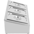 Commercial Condiment Holder including 3xGN1/4-150mm containers with lid Stainless steel - CECHE03AD