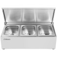 Commercial Condiment Holder with lid including 3xGN1/4-150mm containers Stainless steel - CECHE03ADFL