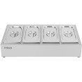 Commercial Condiment Holder including 4xGN1/4-100mm containers with lid Stainless steel - CECHE04A