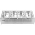 Commercial Condiment Holder including 4xGN1/4-100mm containers with lid Stainless steel - CECHE04A
