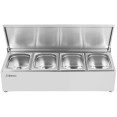 Commercial Condiment Holder with lid including 4xGN1/4-100mm containers Stainless steel - CECHE04AFL