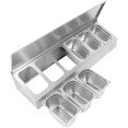 Commercial Condiment Holder with lid including 6xGN1/4-100mm containers Stainless steel - CECHE06AFL