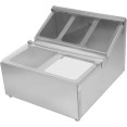 Commercial Condiment Holder including 2xGN1/6-100mm & 3xGN1/9-100mm pans & fliptop lids - CECHRLF04B2