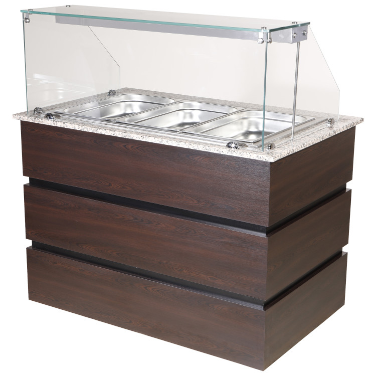 Commercial Refrigerated Buffet Cold Service Counter with Glass Sneeze Guard 1250mm | CaterEq CECMS711