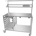 Mobile Prep table with GN1/1 rails & Top shelf & Condiment rail & Castors Stainless steel - CECPTABC Mobile Prep table with GN1/1 rails & Top shelf & Condiment rail & Castors Stainless steel - CECPTABC