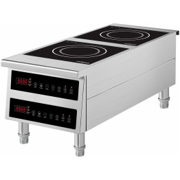 Commercial Countertop Double Front-to-Back Induction Cooker with Legs 7000W (3500W+3500W) Touch Control Hardwired | CaterEq CECX006 Commercial Countertop Double Front-to-Back Induction Cooker with Legs 7000W (3500W+3500W) Touch Control Hardwired | CaterEq CECX006