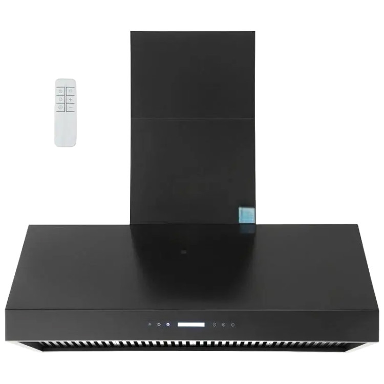 Commercial Wall Mounted Black Extraction Hood with Touch Control, Remote and LED Lighting 1219 x 686mm | CaterEq CED48GF327