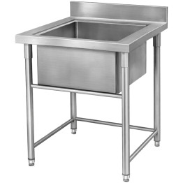 Commercial Single Bowl Stainless Steel Sink with Splashback 700×760×1030 (880+150) mm | CaterEq CEDAVS108