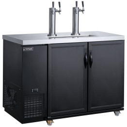 Professional Double Tap Beer Dispenser 2 Door Bottle Cooler 453 Litres 1267 x 705 x 1216mm Black | CaterEq CEDKB48M2