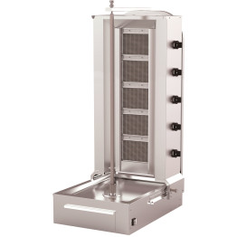 Commercial Gyros/Kebab grill Gas Bottom motor Capacity 75kg 5 burners 15kW - CEDN152