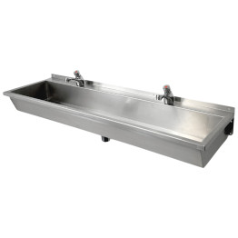 Commercial Wall Mounted Stainless Steel Hand Wash Trough Sink with Twin Taps 1500×370×130mm | CaterEq CEDNG404 Commercial Wall Mounted Stainless Steel Hand Wash Trough Sink with Twin Taps 1500×370×130mm | CaterEq CEDNG404