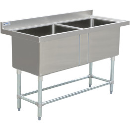 Commercial Double Pot Wash Sink Stainless steel 2 bowls Splashback 1410x600x900mm - CEDPSD600X1410
