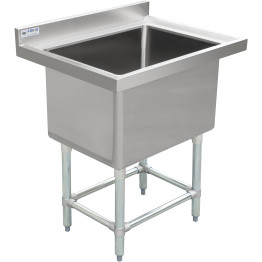 Commercial Pot Wash Sink Stainless steel 1 bowl Splashback 770x600x900mm - CEDPSS600X770