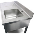 B GRADE Commercial Sink Stainless steel 1400x700x950mm 1 bowl to the right 1 drawer Splashback | CaterEq DSA140701DR B GRADE B GRADE Commercial Sink Stainless steel 1400x700x950mm 1 bowl to the right 1 drawer Splashback | CaterEq DSA140701DR B GRADE