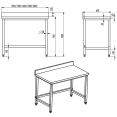 B GRADE Professional Work table Stainless steel No bottom shelf Upstand 1500x700x965mm - DW7150 B GRADE