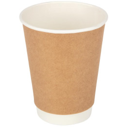 500pcs Compostable Coffee Cups Double wall 12oz/355ml Kraft - CEDW12K