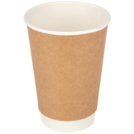 500pcs Compostable Coffee Cups Double wall 16oz/473ml Kraft - CEDW16K