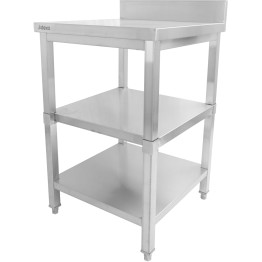 Commercial Work table Stainless steel 3 tiers Backsplash Square legs 2200x600x900mm - CEDW3T22060B