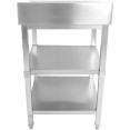 Commercial Work table Stainless steel 3 tiers Backsplash Square legs 2200x600x900mm - CEDW3T22060B