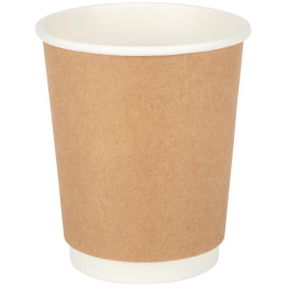 500pcs Compostable Coffee Cups Double wall 8oz/237ml Kraft - CEDW8K