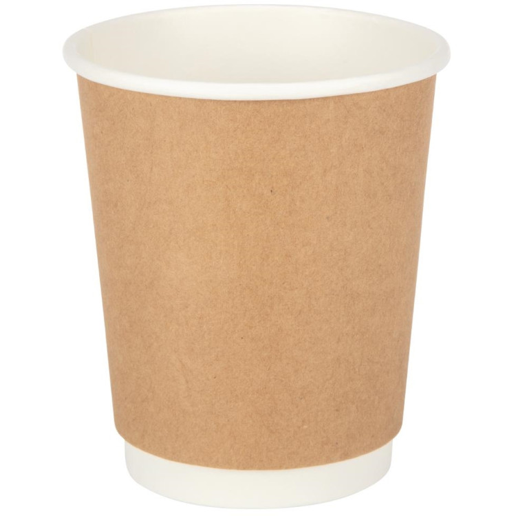 500pcs Compostable Coffee Cups Double wall 8oz/237ml Kraft - CEDW8K