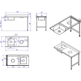 Loading table Right side 1400x650x850mm With sink With waste hole With splashback Stainless steel - CEDWITC1465L