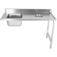 Loading table Right side 1400x650x850mm With sink With waste hole With splashback Stainless steel - CEDWITC1465L