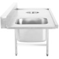 Loading table Right side 1400x650x850mm With sink With waste hole With splashback Stainless steel - CEDWITC1465L