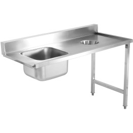 Loading table Right side 1400x650x850mm With sink With waste hole With splashback Stainless steel - CEDWITC1465L