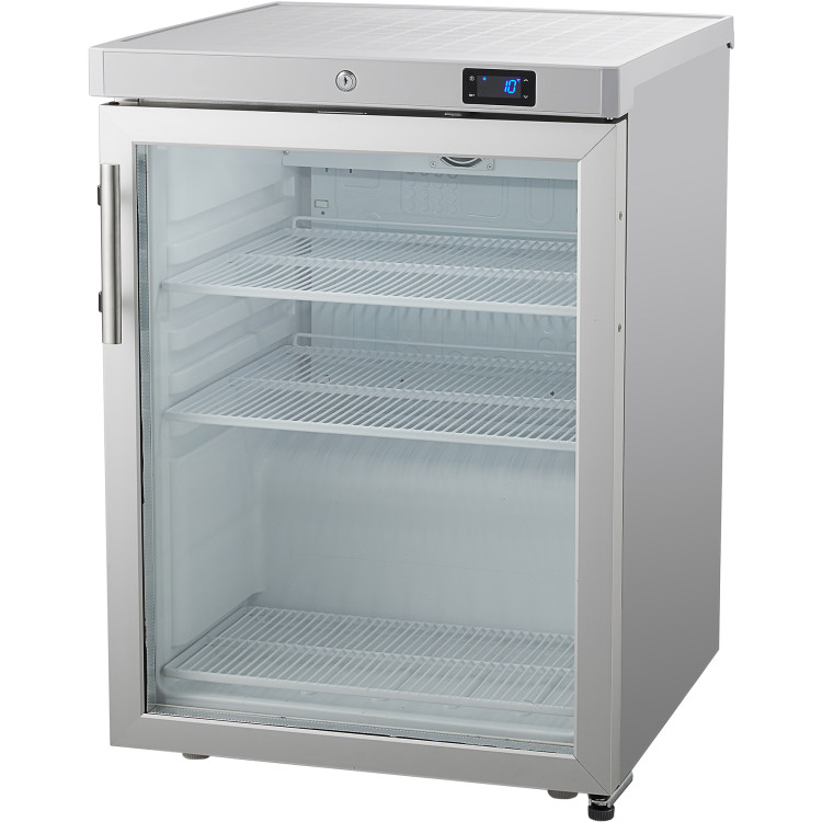 200lt Commercial Refrigerator Undercounter Stainless steel Single Glass door - CEDWR200GSS