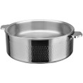 Hammered Triple-Layer Stainless Steel 9.6L Casserole Φ320×H120mm with Glass Lid – Silver Finish | CaterEq CEE0312001