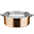 Hammered Triple-Layer Stainless Steel 9.6L Casserole Φ320×H120mm with Glass Lid – Copper Finish | CaterEq CEE0312010