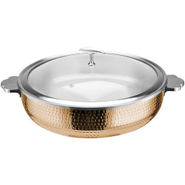 Hammered Triple‑Layer Stainless Steel 7.2L Ceramic Casserole Φ320×H90mm with Glass Lid – Copper Finish| CaterEq CEE0312210M Hammered Triple‑Layer Stainless Steel 7.2L Ceramic Casserole Φ320×H90mm with Glass Lid – Copper Finish| CaterEq CEE0312210M