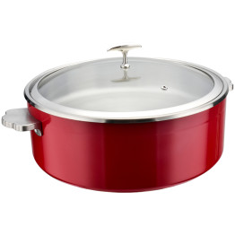 Triple-Layer Stainless Steel 4.5L Casserole Φ320×H120mm with Glass Lid – Red | CaterEq CEE0912001 Triple-Layer Stainless Steel 4.5L Casserole Φ320×H120mm with Glass Lid – Red | CaterEq CEE0912001