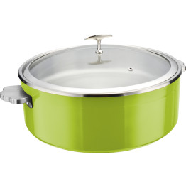 Triple-Layer Stainless Steel 4.5L Casserole Φ320×H120mm with Glass Lid – Green | CaterEq CEE0912010 Triple-Layer Stainless Steel 4.5L Casserole Φ320×H120mm with Glass Lid – Green | CaterEq CEE0912010