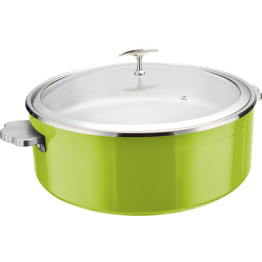Tri‑Ply Stainless Steel 4.5L Casserole Φ320×H120mm with Glass Lid & Ceramic Food Pan – Green| CaterEq CEE0912010M Tri‑Ply Stainless Steel 4.5L Casserole Φ320×H120mm with Glass Lid & Ceramic Food Pan – Green| CaterEq CEE0912010M
