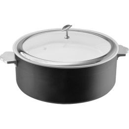 Tri‑Ply Stainless Steel 4.5L Casserole Φ320×H120mm with Glass Lid & Ceramic Food Pan – Black| CaterEq CEE0912016M Tri‑Ply Stainless Steel 4.5L Casserole Φ320×H120mm with Glass Lid & Ceramic Food Pan – Black| CaterEq CEE0912016M