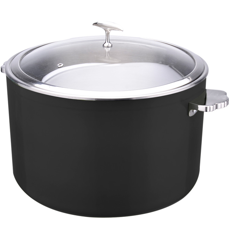 Hammered Triple‑Layer Stainless Steel 16.8L Casserole Φ320×H210mm with Glass Lid – Black | CaterEq CEE0912086 Hammered Triple‑Layer Stainless Steel 16.8L Casserole Φ320×H210mm with Glass Lid – Black | CaterEq CEE0912086