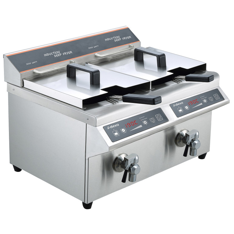 Commercial Double Induction Fryer 2 × 8L 6kW Double Tank | CaterEq CEE350Z8F2 Commercial Double Induction Fryer 2 × 8L 6kW Double Tank | CaterEq CEE350Z8F2