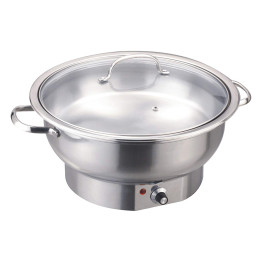 Chafing Dish Electric heating Round Glass lid Stainless steel 6 litres - CEECD06DE