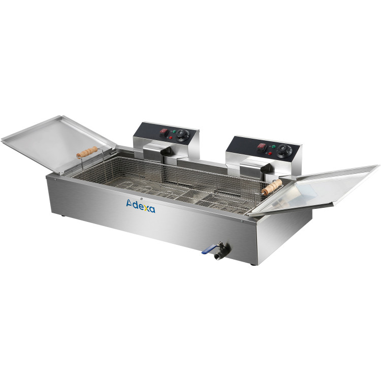 Commercial Fryer Single Tank Dual Zone Electric 26 litre 7.8kW Countertop Drainage tap - CEEF26L