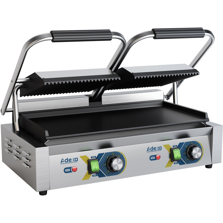 Heavy Duty Panini Contact grill Double Ribbed/Smooth - CEEGD20B Heavy Duty Panini Contact grill Double Ribbed/Smooth - CEEGD20B