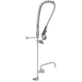 Backsplash Mount Pre-Rinse Faucet with 20" Riser, 37" Flexible Hose and 12" Swing Nozzle Chrome Plated Brass | CaterEq CEEQ2811A12 Backsplash Mount Pre-Rinse Faucet with 20" Riser, 37" Flexible Hose and 12" Swing Nozzle Chrome Plated Brass | CaterEq CEEQ2811A12