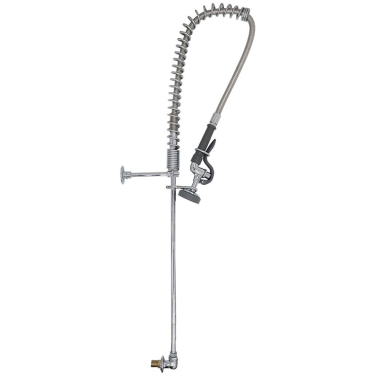 Backsplash Mount Pre-Rinse Faucet with 20" Riser and 37" Flexible Hose Chrome Plated Brass | CaterEq CEEQ2811A