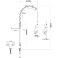 Pre Rinse Spray Unit Deck mount Double inlet Height 600mm Stainless steel - CEEQ7801A