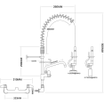 B GRADE Pre Rinse Spray Unit with Swing faucet Wall mount Double inlet Height 600mm Stainless steel - EQ7802A08 B GRADE 