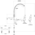 8" Desk Mount Mixing Faucet with 8" Riser & 18" Flexible & 8" Swing Nozzle Hose Chrome Plated Brass | CaterEq CEEQ7805A08